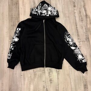 Supreme AOI Black Zip-Up Hoodie with White Graphics